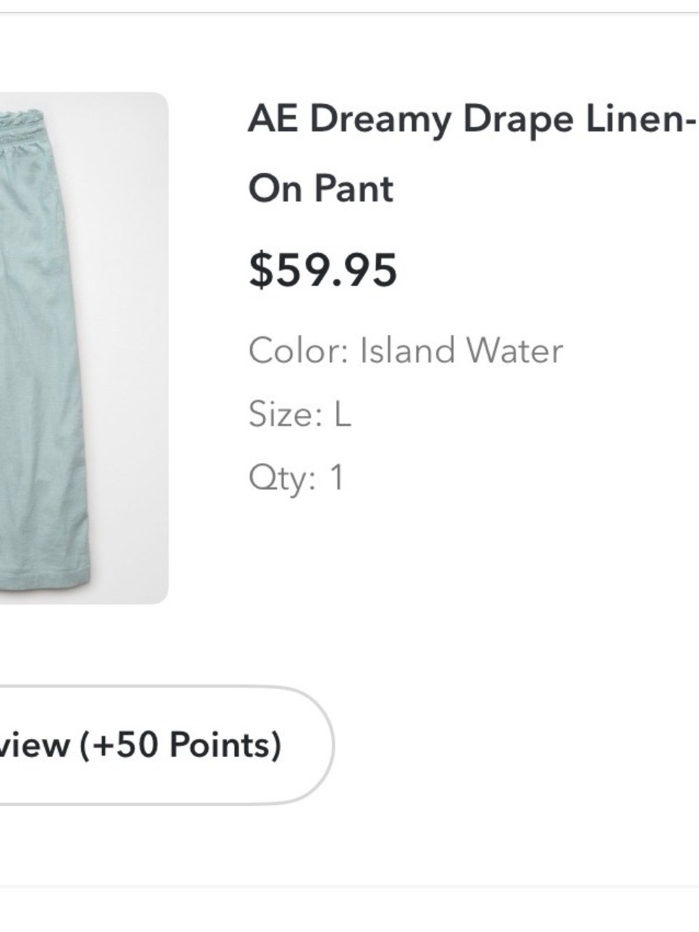 American Eagle Outfitters Light Teal pants- Island Water